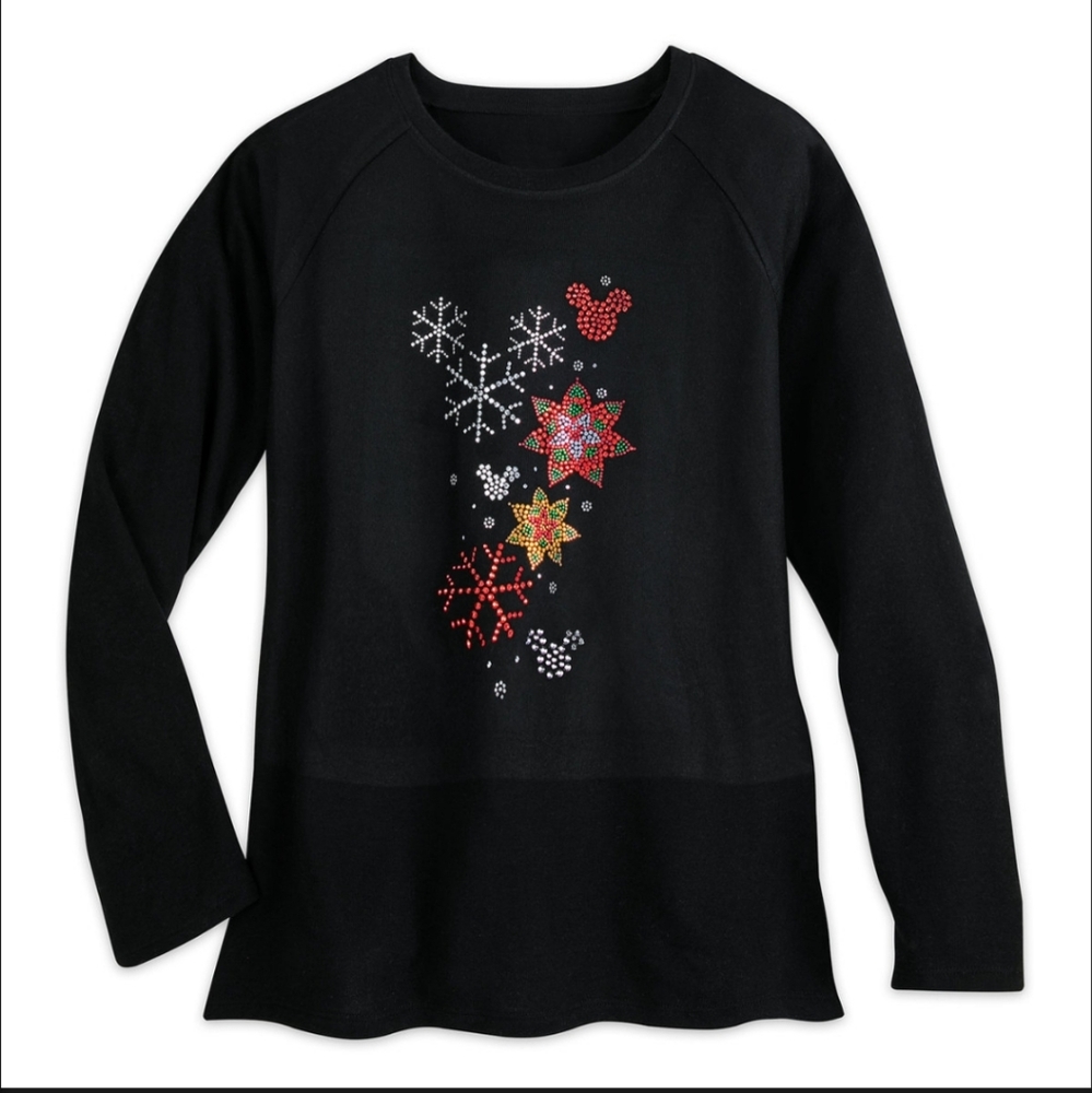 Disney parks Christmas black holiday sequined Sweater XL
